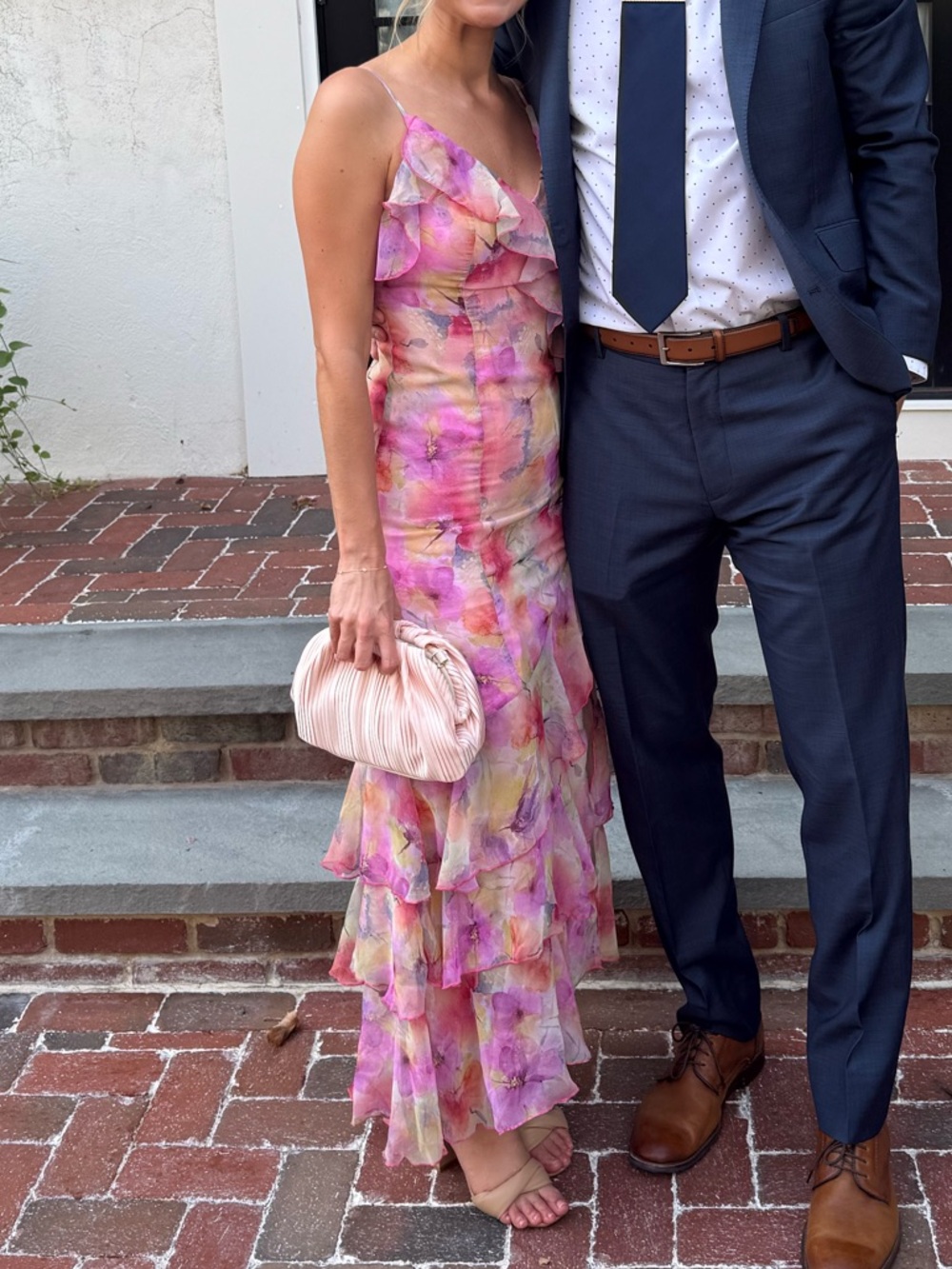 Emerald Sundae Pink Floral Maxi Dress with Tie Straps